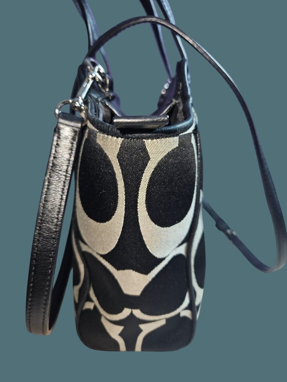 Coach Taylor Signature Bette Black Canvas/Leather Satchel Crossbody Bag - Picture 9 of 16